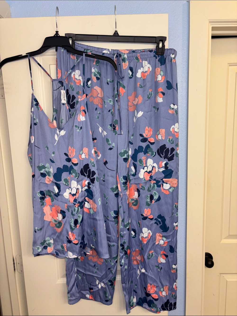 Josie Natori Lavender Floral Camisole & Wide-Leg Pajama Set XL